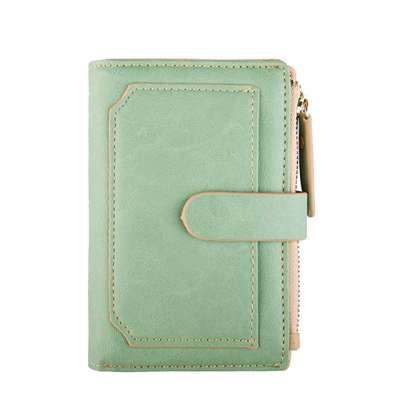 Multiple colors wholesale card slots with zip button durable leather wallet purse for women