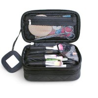 Black Makeup Brush Organizer Cosmetic Bag Storage Bag With Handle For Travel